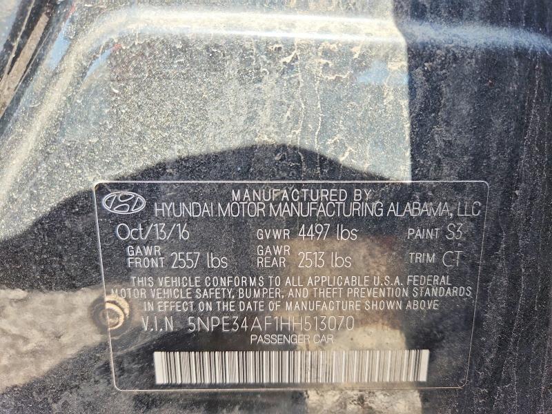 50143956 :رقم المزاد ، 5NPE34AF1HH513070 vin ، 2017 Hyundai Sonata مزاد بيع