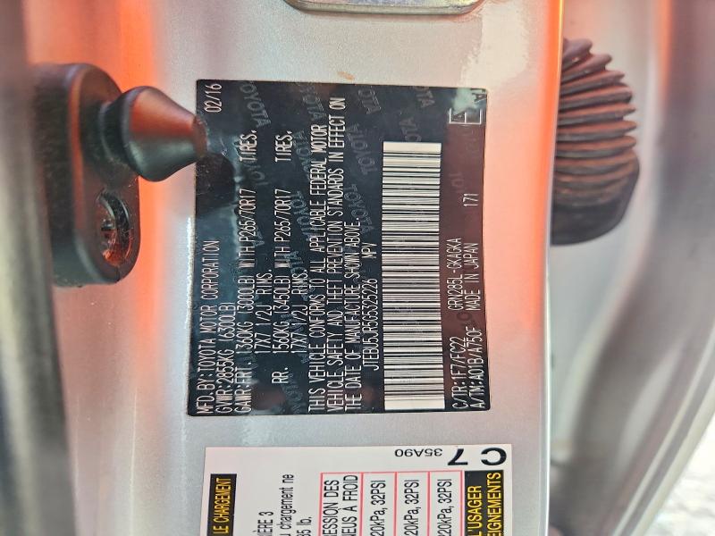 Aukcja sprzedaży 2016 Toyota 4runner, vin: JTEBU5JR5G5325226, numer aukcji: 51213746