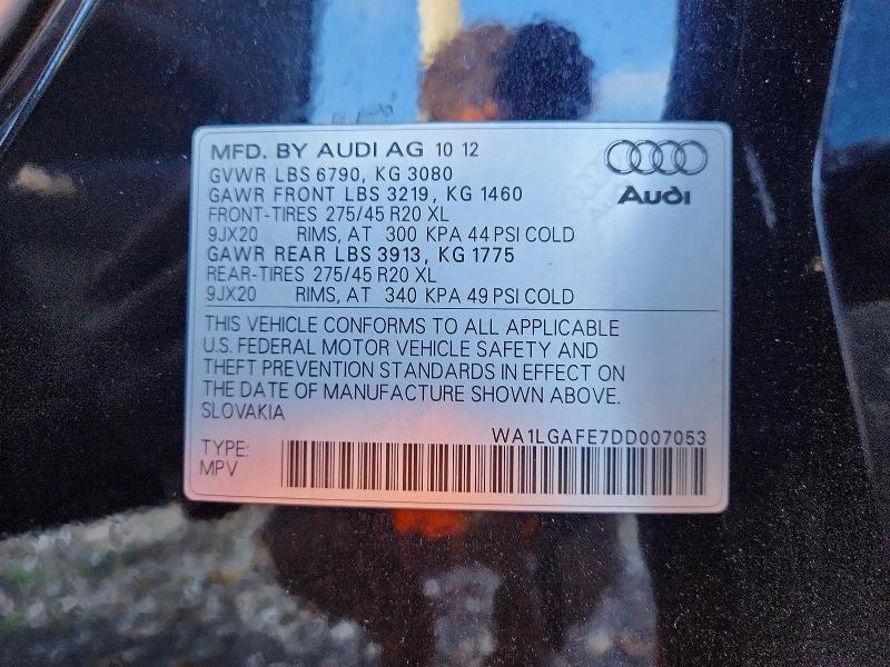 48101896 :رقم المزاد ، WA1LGAFE7DD007053 vin ، 2013 Audi Q7 مزاد بيع