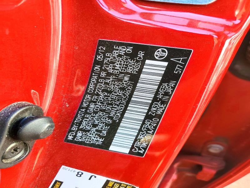 Aukcja sprzedaży 2012 Toyota Prius, vin: JTDKN3DUXC5460671, numer aukcji: 50175416