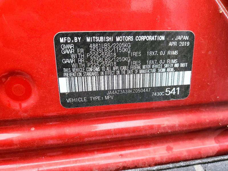 Aukcja sprzedaży 2019 Mitsubishi Outlander, vin: JA4AZ3A38KZ050447, numer aukcji: 49823826