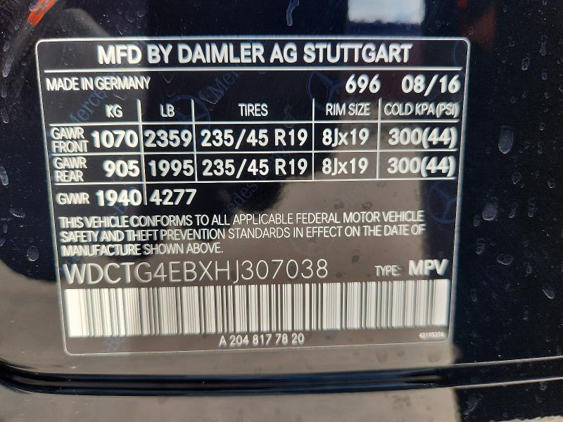 Aukcja sprzedaży 2017 Mercedes-benz Gla, vin: WDCTG4EBXHJ307038, numer aukcji: 48092316