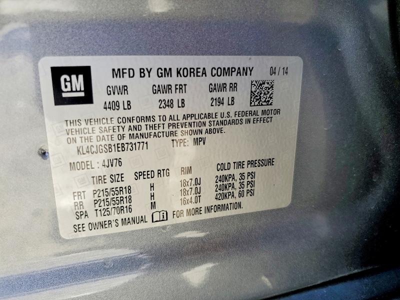 Продаж на аукціоні авто 2014 Buick Encore, vin: KL4CJGSB1EB731771, номер лоту: 49452156