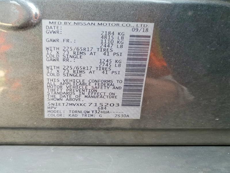 Aukcja sprzedaży 2019 Nissan Rogue Hybrid, vin: 5N1ET2MVXKC715203, numer aukcji: 50648816