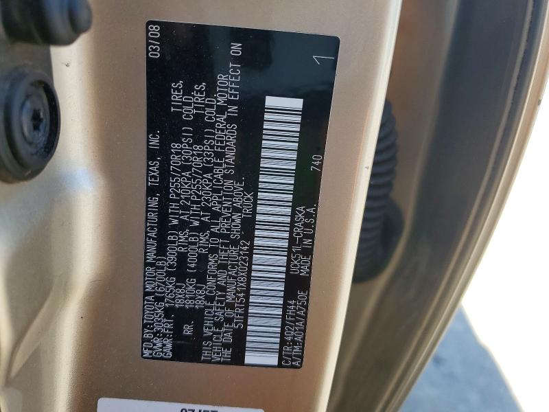 50628706 :رقم المزاد ، 5TFRT541X8X023142 vin ، 2008 Toyota Tundra مزاد بيع