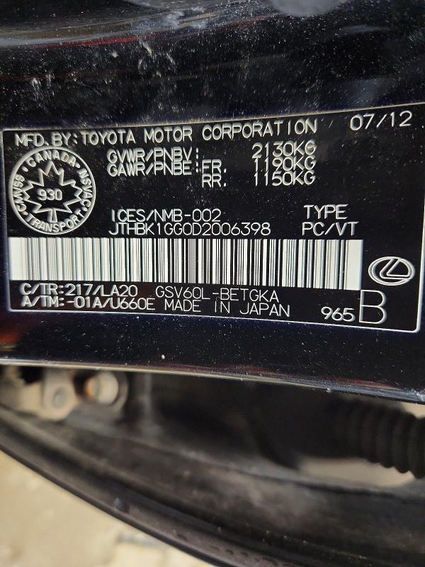 Продажа на аукционе авто 2013 Lexus Es, vin: JTHBK1GG0D2006398, номер лота: 49933816