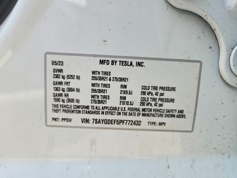 Aukcja sprzedaży 2023 Tesla Model Y, vin: 7SAYGDEF5PF772432, numer aukcji: 51633726