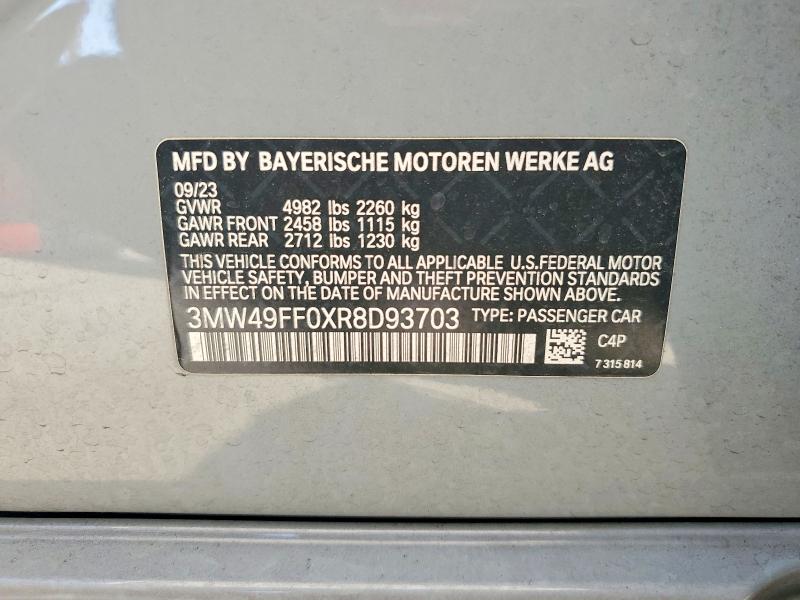 Продажа на аукционе авто 2024 Bmw M340xi, vin: 3MW49FF0XR8D93703, номер лота: 50717206