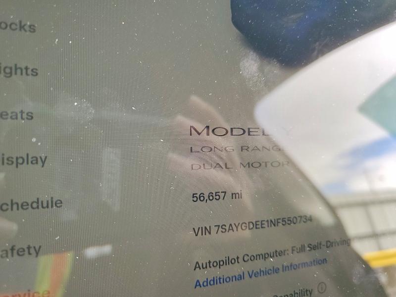 2022 Tesla Model Y მანქანა იყიდება აუქციონზე, vin: 7SAYGDEE1NF550734, აუქციონის ნომერი: 50355976