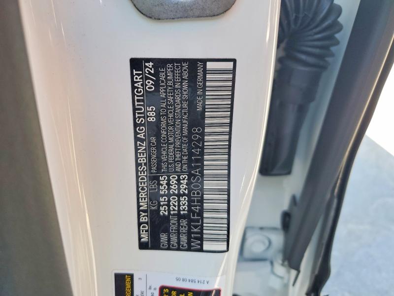 49638726 :رقم المزاد ، W1KLF4HB0SA114298 vin ، 2025 Mercedes-benz E مزاد بيع