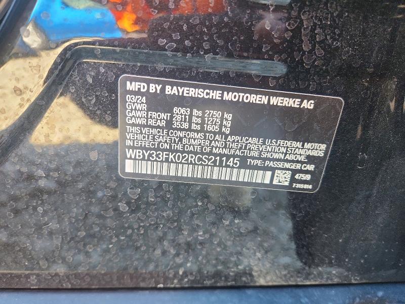 Продаж на аукціоні авто 2024 Bmw I5, vin: WBY33FK02RCS21145, номер лоту: 48677706