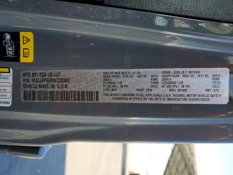 52082326 :رقم المزاد ، 1C4JJXP60NW228363 vin ، 2022 Jeep Wrangler Unlimited مزاد بيع