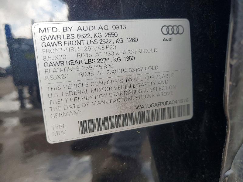 2014 Audi Q5 მანქანა იყიდება აუქციონზე, vin: WA1DGAFP0EA041876, აუქციონის ნომერი: 50544076