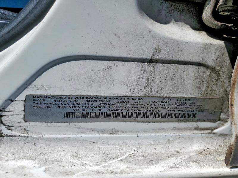 2010 Volkswagen Jetta მანქანა იყიდება აუქციონზე, vin: 3VWRZ7AJ1AM056828, აუქციონის ნომერი: 51100506