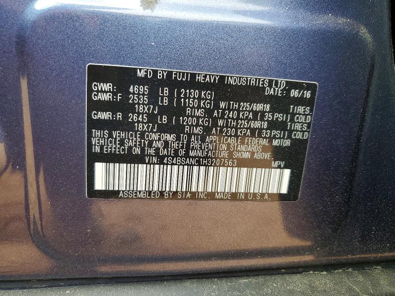Продаж на аукціоні авто 2017 Subaru Outback, vin: 4S4BSANC1H3207563, номер лоту: 48831386