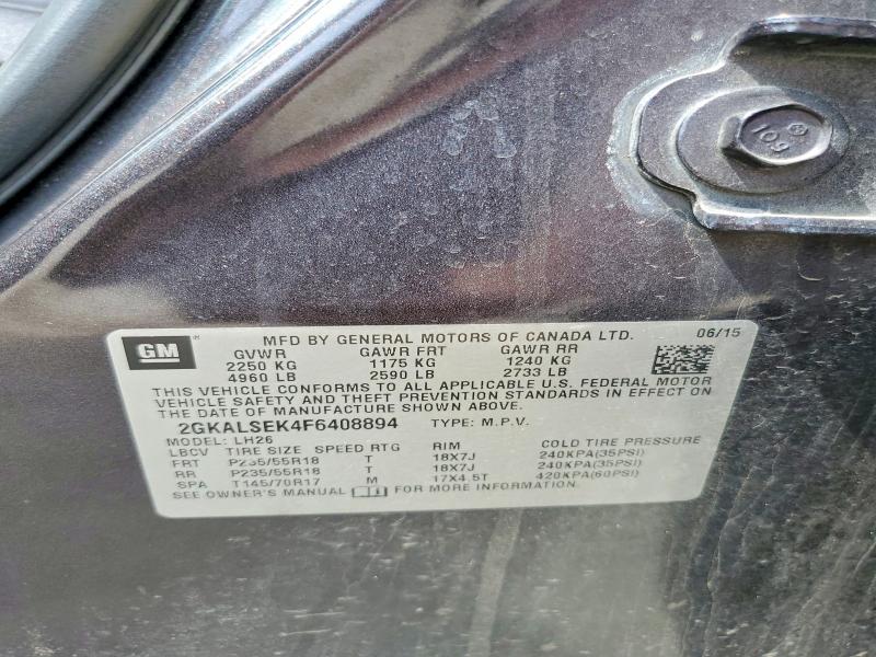 Aukcja sprzedaży 2015 Gmc Terrain, vin: 2GKALSEK4F6408894, numer aukcji: 50672516