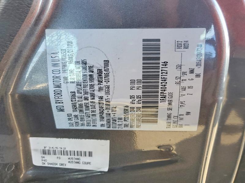 Продажа на аукционе авто 2004 Ford Mustang, vin: 1FAFP40424F127146, номер лота: 49108606