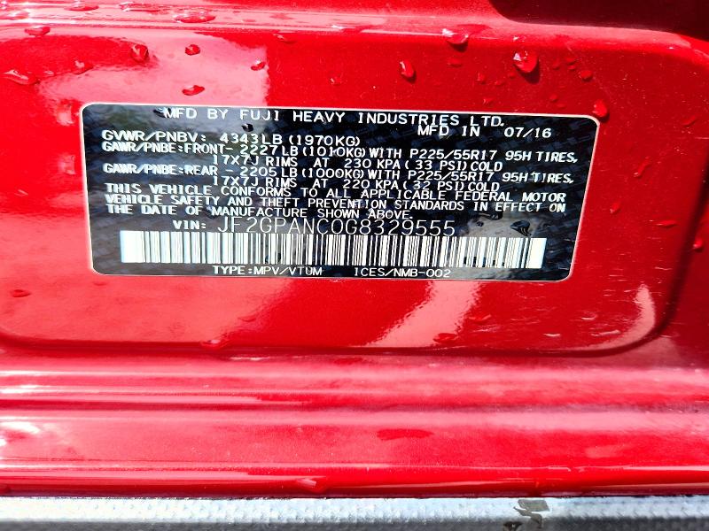 2016 Subaru Crosstrek მანქანა იყიდება აუქციონზე, vin: JF2GPANC0G8329555, აუქციონის ნომერი: 51679176