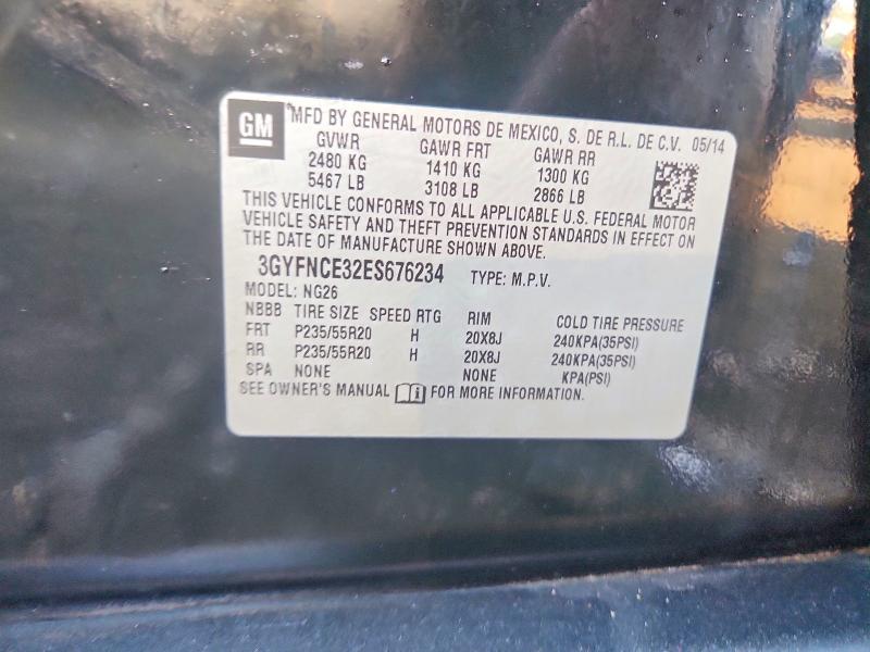50855016 :رقم المزاد ، 3GYFNCE32ES676234 vin ، 2014 Cadillac Srx مزاد بيع
