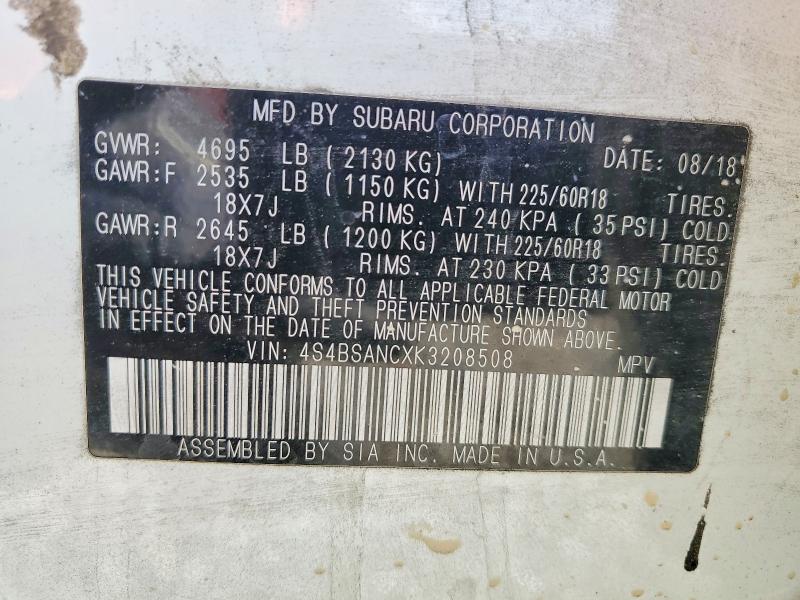 51467406 :رقم المزاد ، 4S4BSANCXK3208508 vin ، 2019 Subaru Outback مزاد بيع