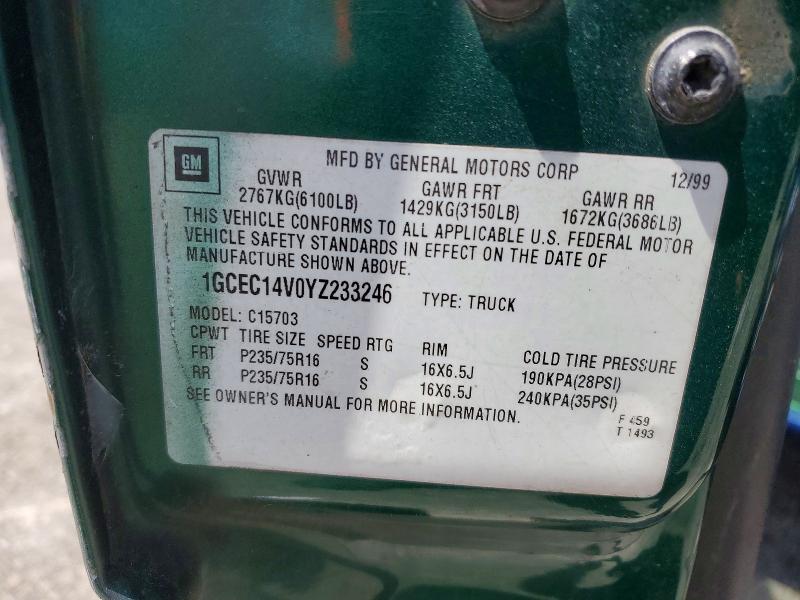 50325696 :رقم المزاد ، 1GCEC14V0YZ233246 vin ، 2000 Chevrolet Silverado مزاد بيع