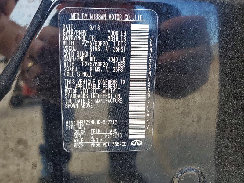 49289786 :رقم المزاد ، JN8AZ2NF3K9682717 vin ، 2019 Infiniti Qx80 مزاد بيع