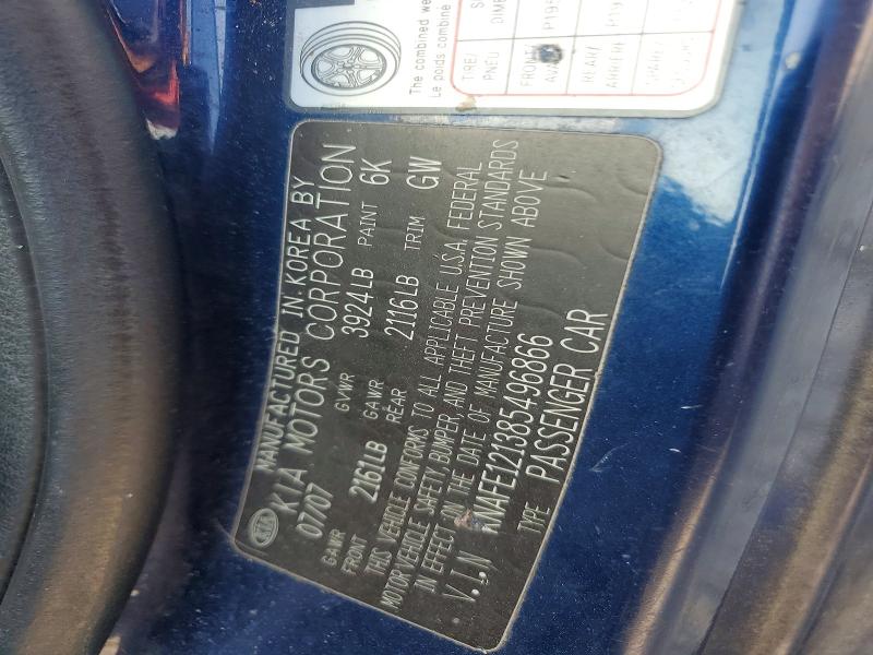 Aukcja sprzedaży 2008 Kia Spectra, vin: KNAFE121385496866, numer aukcji: 50951956