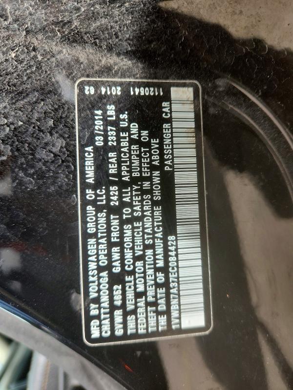 Aukcja sprzedaży 2014 Volkswagen Passat, vin: 1VWBN7A37EC084428, numer aukcji: 49626626