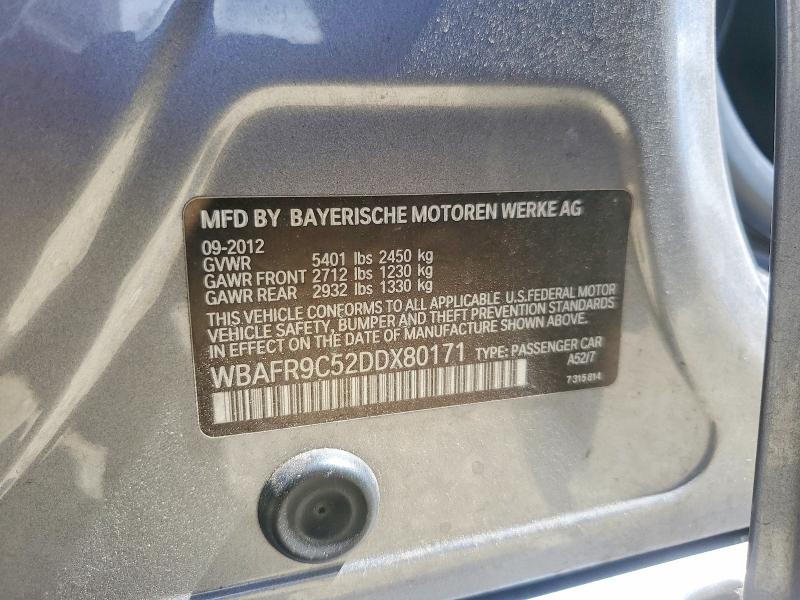 50679936 :رقم المزاد ، WBAFR9C52DDX80171 vin ، 2013 Bmw 550 مزاد بيع