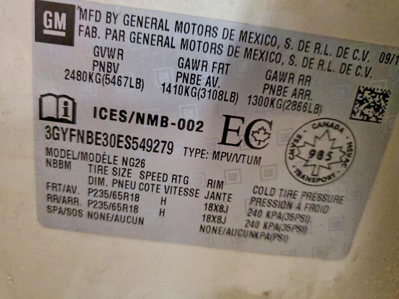 49566776 :رقم المزاد ، 3GYFNBE30ES549279 vin ، 2014 Cadillac Srx مزاد بيع