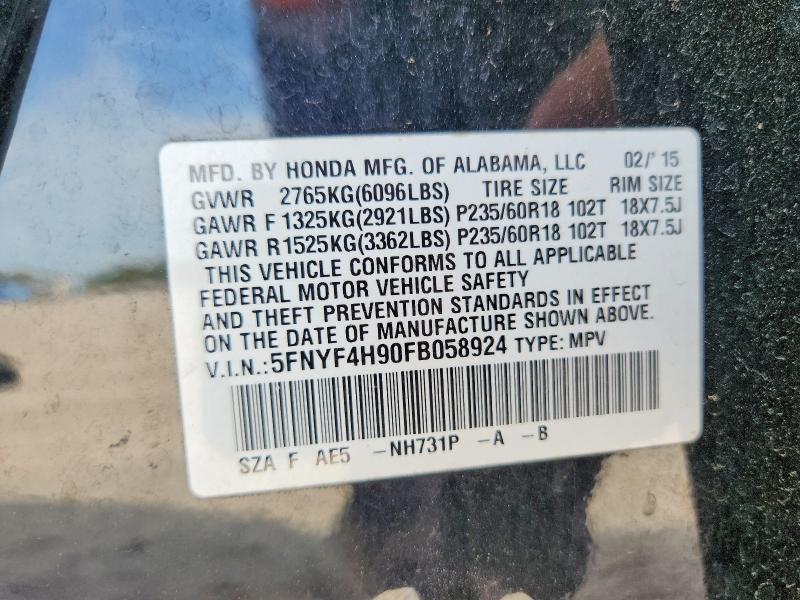Продаж на аукціоні авто 2015 Honda Pilot, vin: 5FNYF4H90FB058924, номер лоту: 49660596