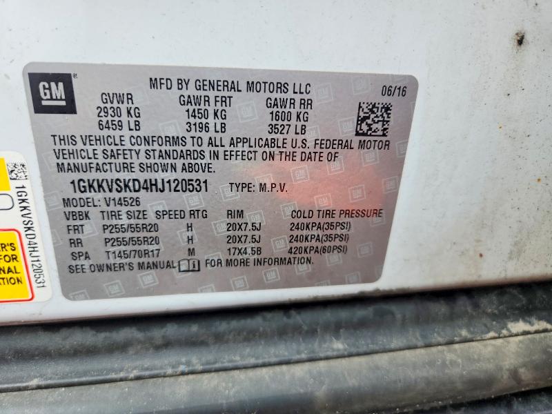 Aukcja sprzedaży 2017 Gmc Acadia Limited, vin: 1GKKVSKD4HJ120531, numer aukcji: 48297386