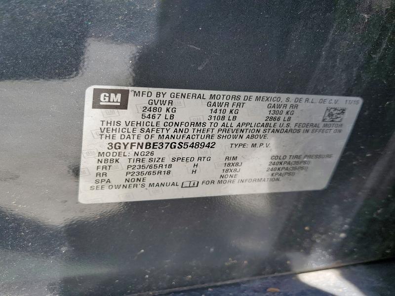 Aukcja sprzedaży 2016 Cadillac Srx, vin: 3GYFNBE37GS548942, numer aukcji: 50284206
