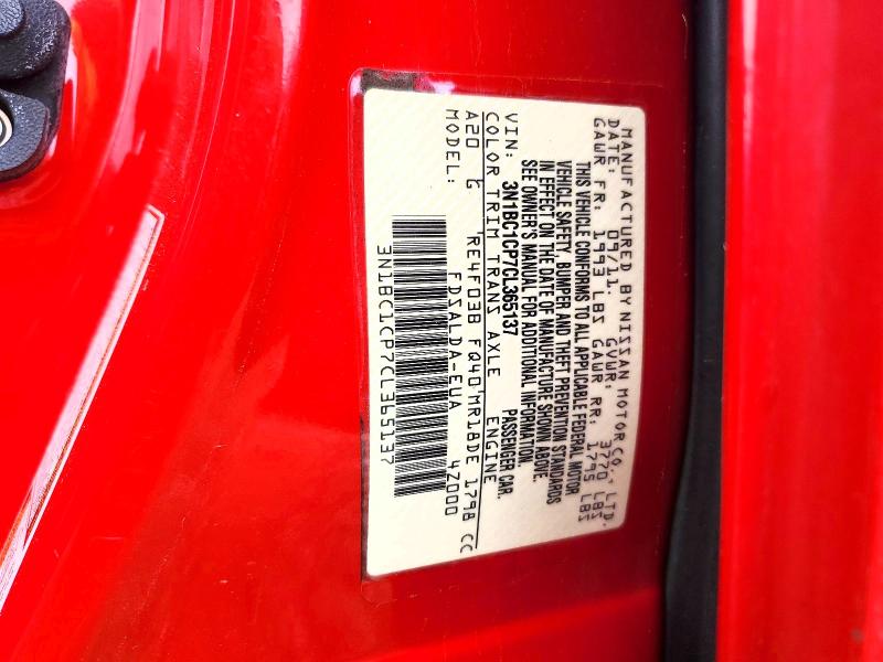 Продаж на аукціоні авто 2012 Nissan Versa, vin: 3N1BC1CP7CL365137, номер лоту: 50684926