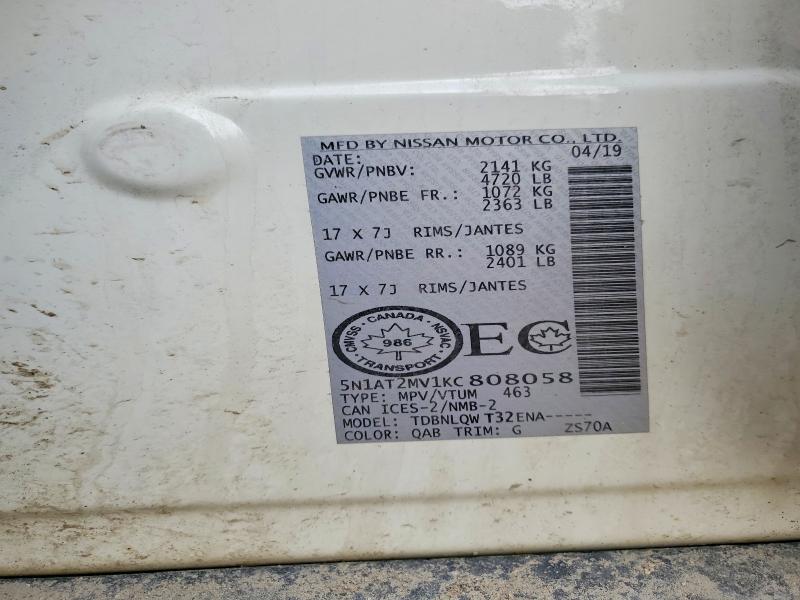 79713585 :رقم المزاد ، 5N1AT2MV1KC808058 vin ، 2019 Nissan Rogue مزاد بيع