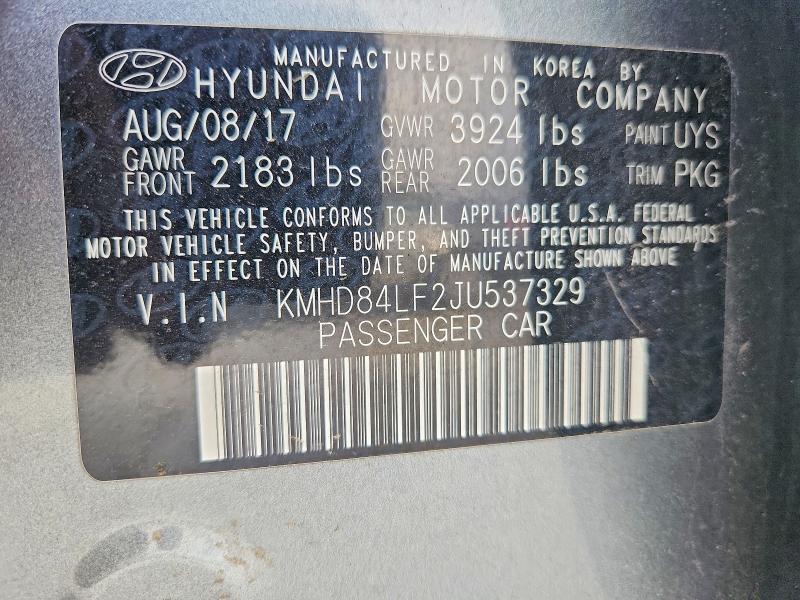 Продажа на аукционе авто 2018 Hyundai Elantra, vin: KMHD84LF2JU537329, номер лота: 49329806