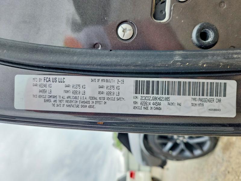 Aukcja sprzedaży 2019 Dodge Challenger, vin: 2C3CDZJG8KH621085, numer aukcji: 50562266