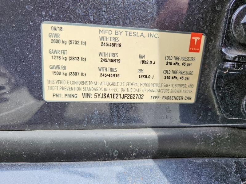 Продаж на аукціоні авто 2018 Tesla Model S, vin: 5YJSA1E21JF262702, номер лоту: 50315696
