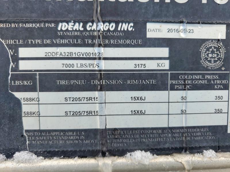 Продаж на аукціоні авто 2016 Cargo Cargo Ideale, vin: 2DDFA32B1GV001028, номер лоту: 50045286