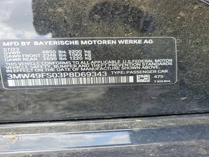 Продаж на аукціоні авто 2023 Bmw M340i, vin: 3MW49FS03P8D69343, номер лоту: 50119026