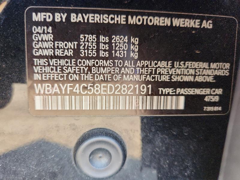 49634476 :رقم المزاد ، WBAYF4C58ED282191 vin ، 2014 Bmw 740 مزاد بيع