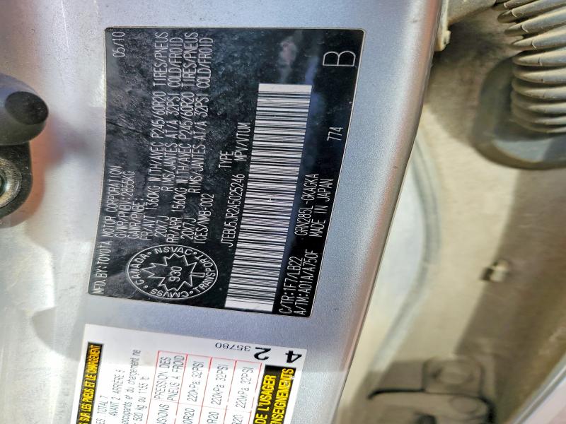 2010 Toyota 4runner მანქანა იყიდება აუქციონზე, vin: JTEBU5JR2A5025246, აუქციონის ნომერი: 50623166
