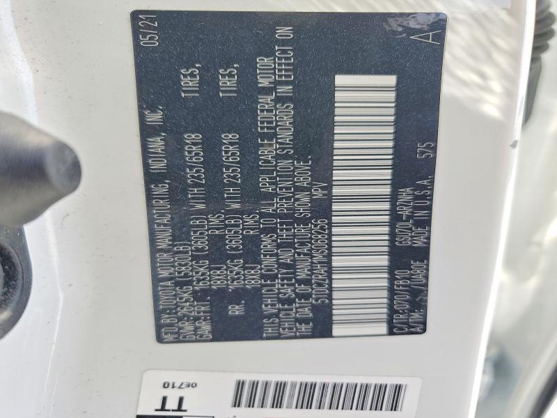 51697836 :رقم المزاد ، 5TDCZRAH1MS068256 vin ، 2021 Toyota Highlander مزاد بيع