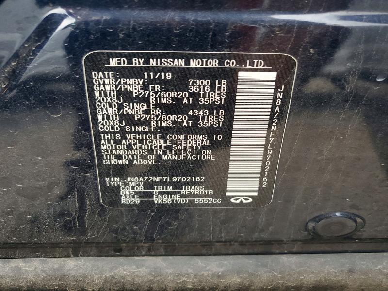 Aukcja sprzedaży 2020 Infiniti Qx80, vin: JN8AZ2NF7L9702162, numer aukcji: 50660666