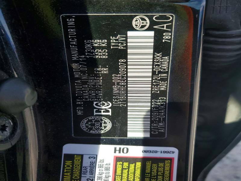 Продаж на аукціоні авто 2014 Toyota Corolla, vin: 2T1BURHE8EC209078, номер лоту: 50936856