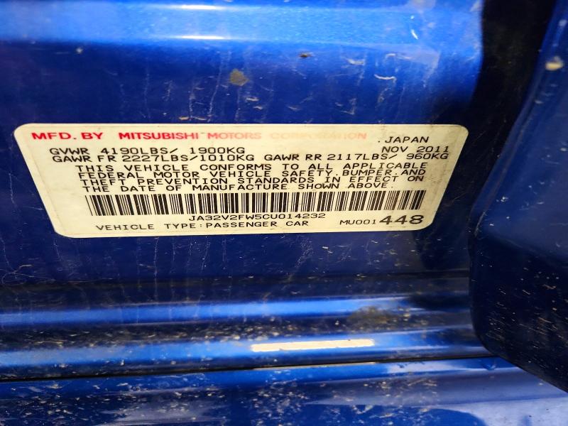 Aukcja sprzedaży 2012 Mitsubishi Lancer, vin: JA32V2FW5CU014232, numer aukcji: 49784346