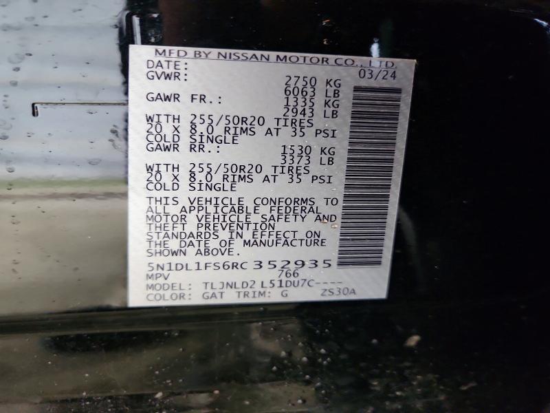 Продажа на аукционе авто 2024 Infiniti Qx60, vin: 5N1DL1FS6RC352935, номер лота: 49779956