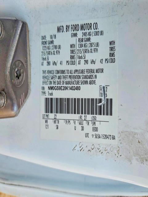 Продажа на аукционе авто 2019 Ford Transit Connect, vin: NM0GS9E28K1402480, номер лота: 51383426
