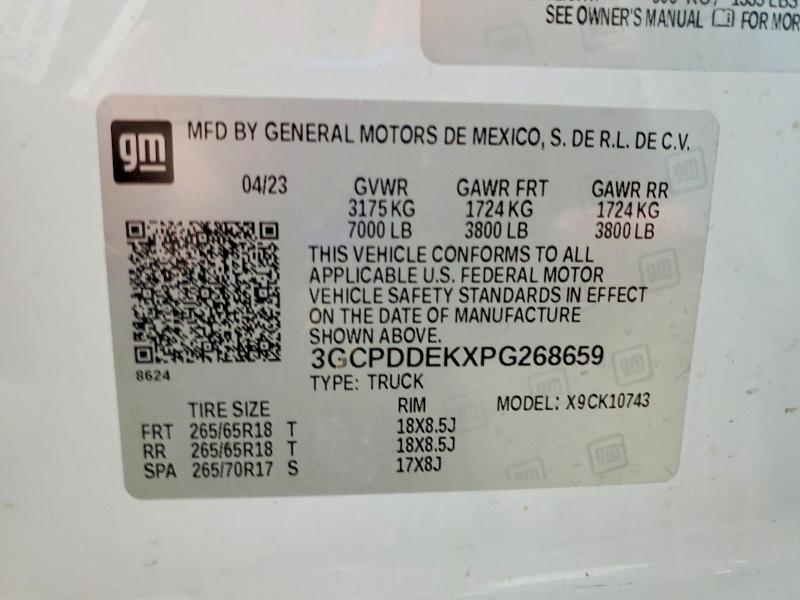 Aukcja sprzedaży 2023 Chevrolet Silverado, vin: 3GCPDDEKXPG268659, numer aukcji: 50772196