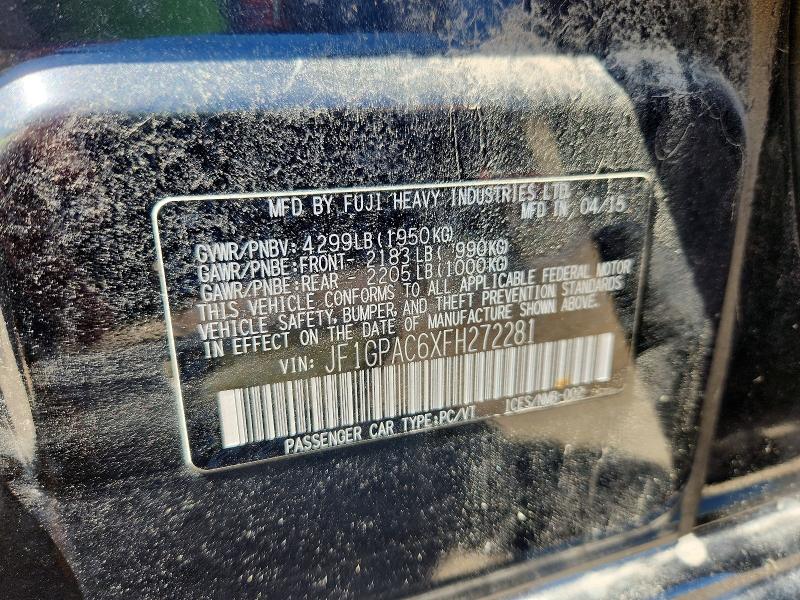 Продажа на аукционе авто 2015 Subaru Impreza, vin: JF1GPAC6XFH272281, номер лота: 50529816